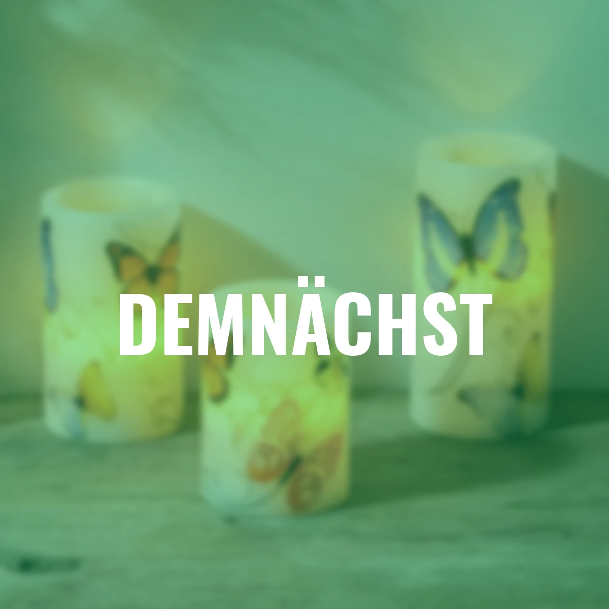 LED-Echtwachskerzen mit Schmetterlingsmotiv, 3er Set