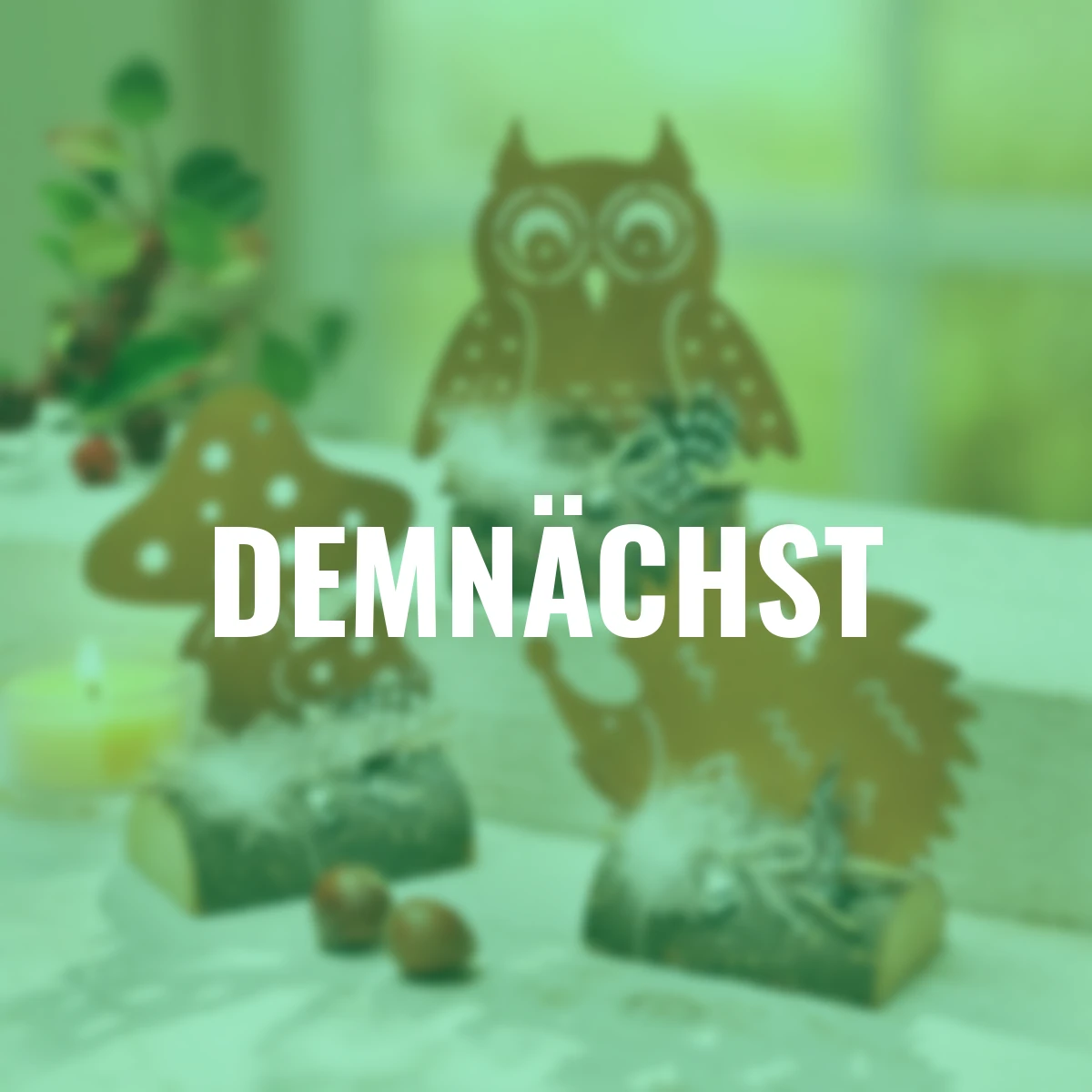 Dekofiguren Wald-Trio auf Holzsockel, 3er-Set