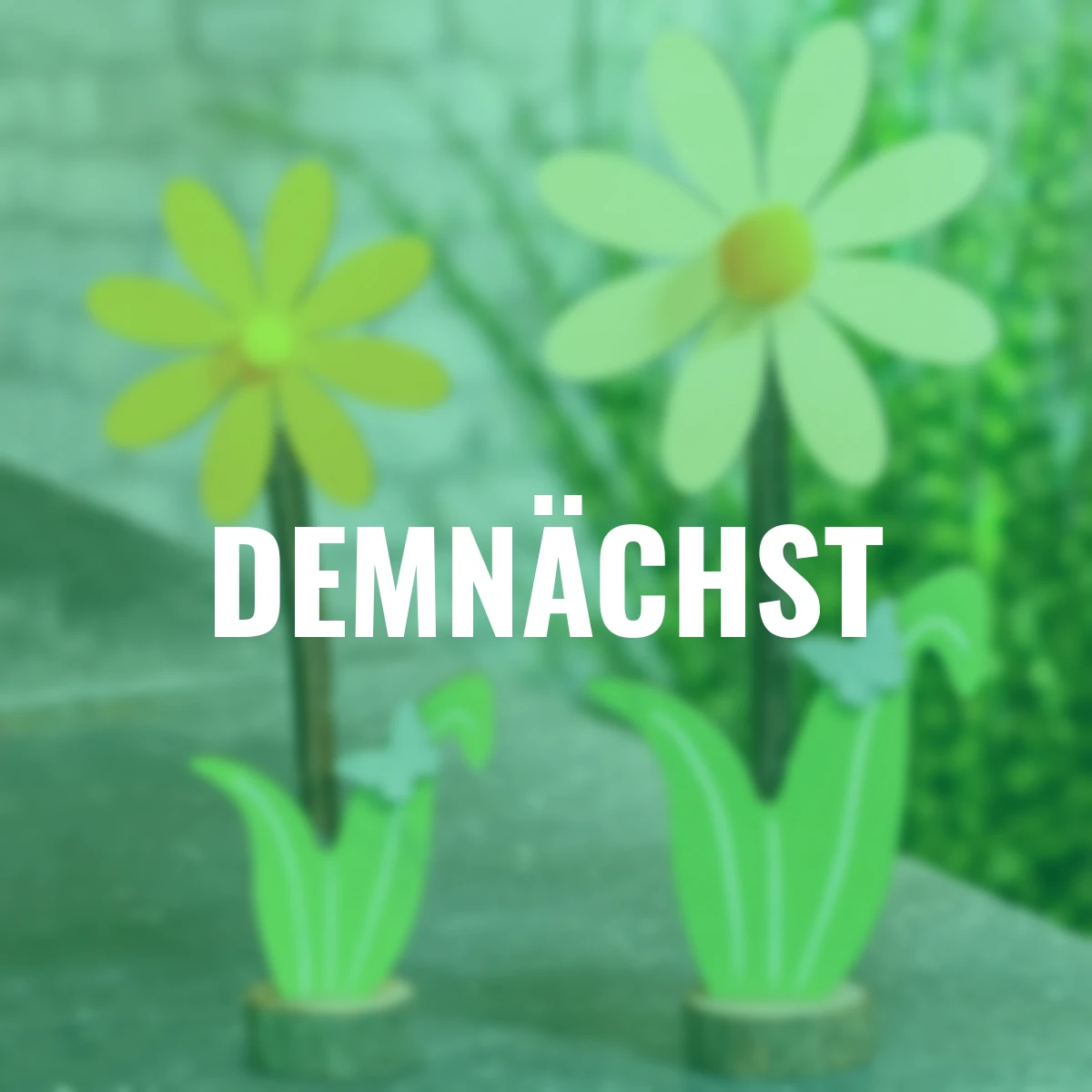 Blume auf Holz, 2er Set, gelb und orange