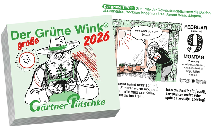 Der Grüne Wink 2026 – Gärtner Harrys beliebter Abreißkalender